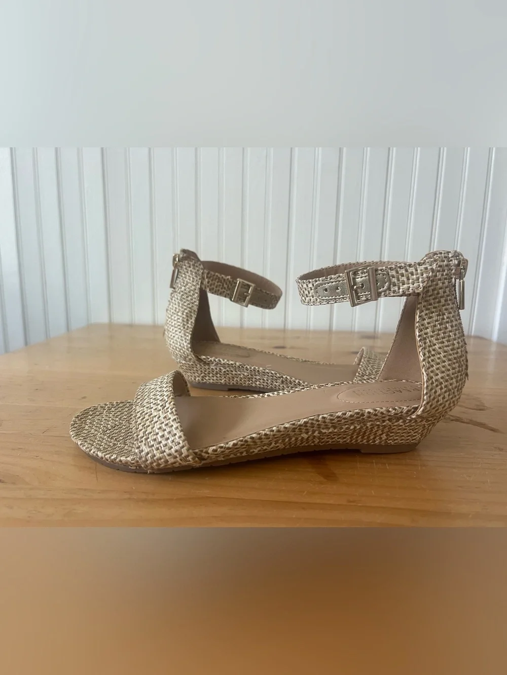 Reaction Kenneth Cole Great Viber Sandals 7.5 Raffia Woven Coastal Boho Flat